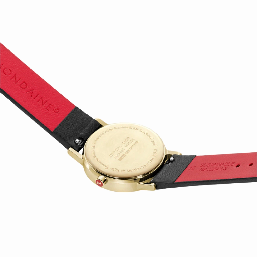 Mondaine Classic White Dial Black Leather Strap Watch A658.30323.10SBBV