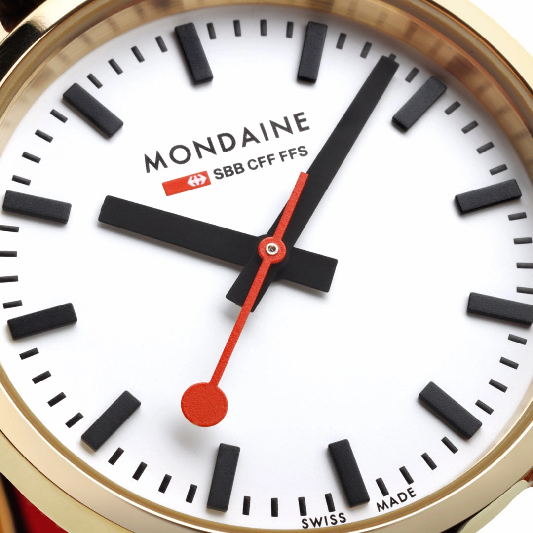 Mondaine Classic White Dial Black Leather Strap Watch A658.30323.10SBBV