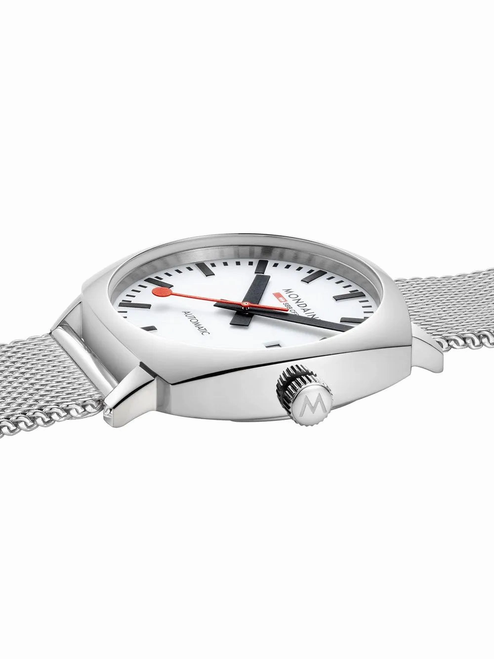 Mondaine Cushion Automatic White Dial Stainless Steel Watch MSL.3961B.SM