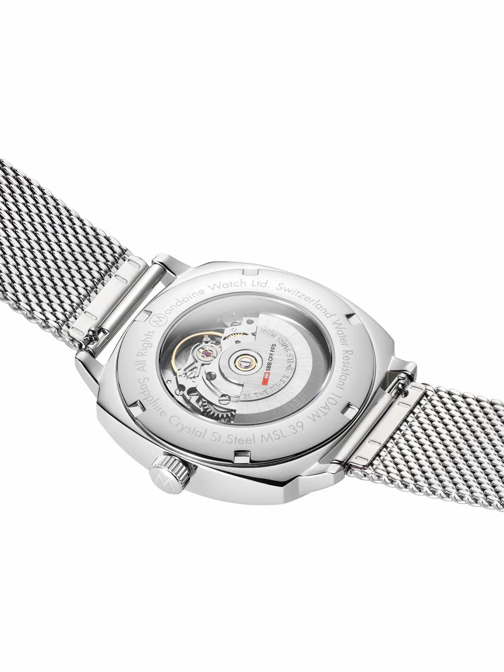 Mondaine Cushion Automatic White Dial Stainless Steel Watch MSL.3961B.SM