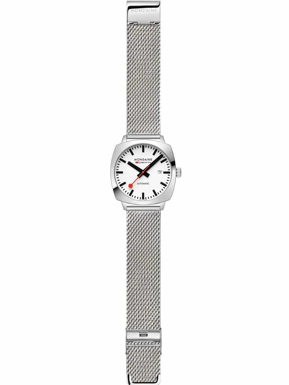 Mondaine Cushion Automatic White Dial Stainless Steel Watch MSL.3961B.SM