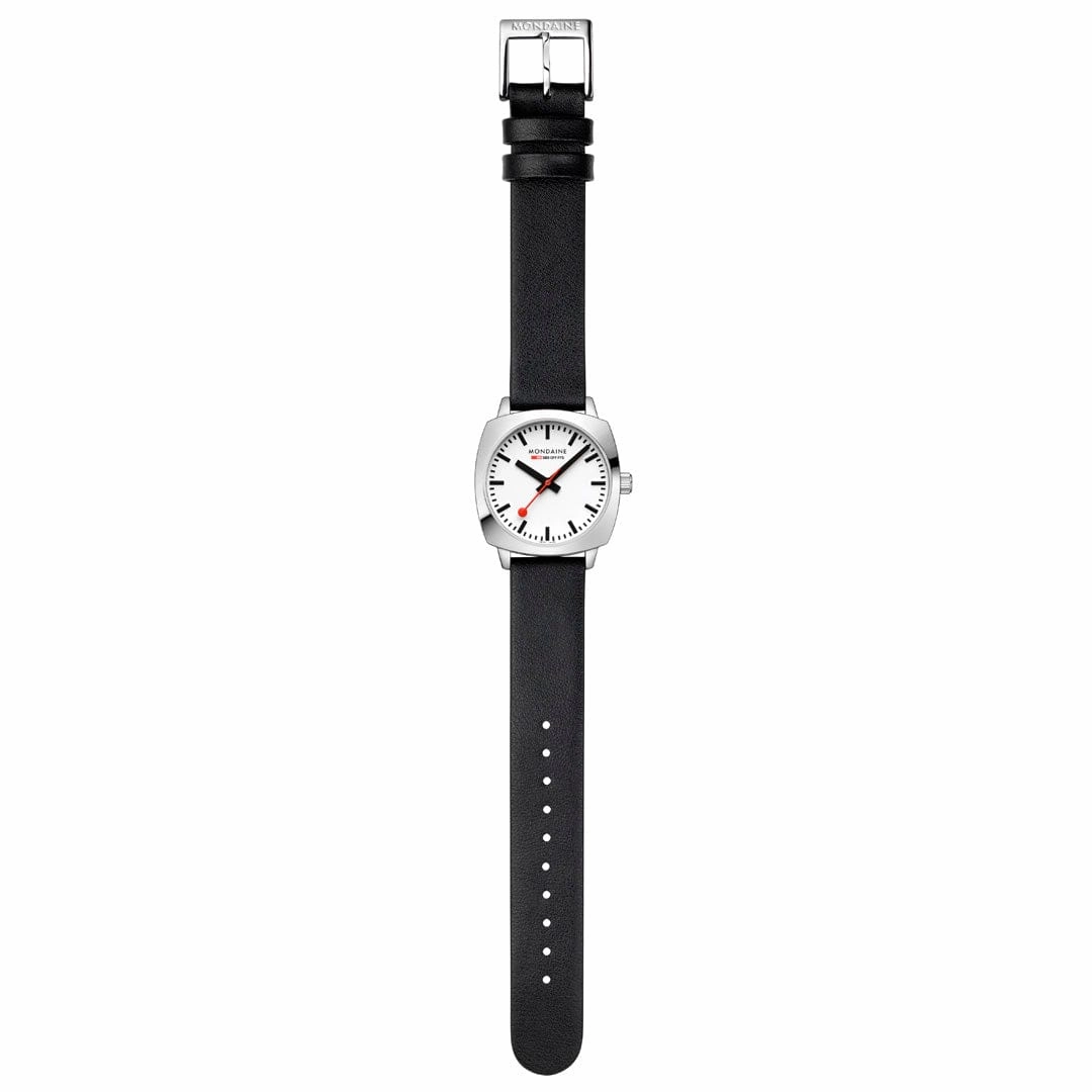 Mondaine Cushion Black Vegan Grape Leather Watch MSL.31110.LBV
