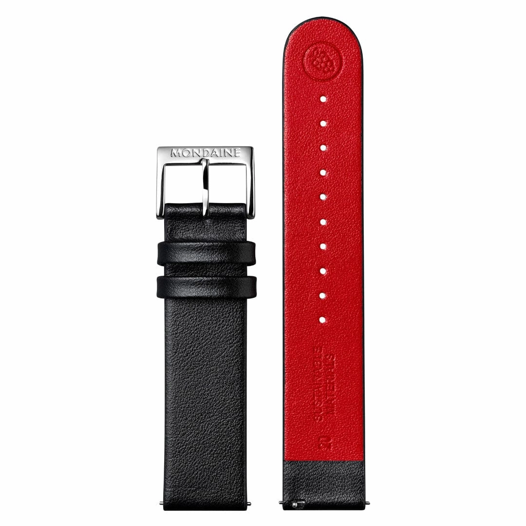 Mondaine Cushion Black Vegan Grape Leather Watch MSL.41410.LBV.SET