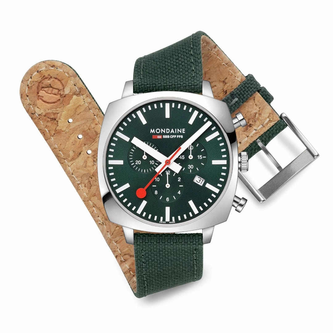 Mondaine Cushion Park Green Watch MSL.41460.LF.SET