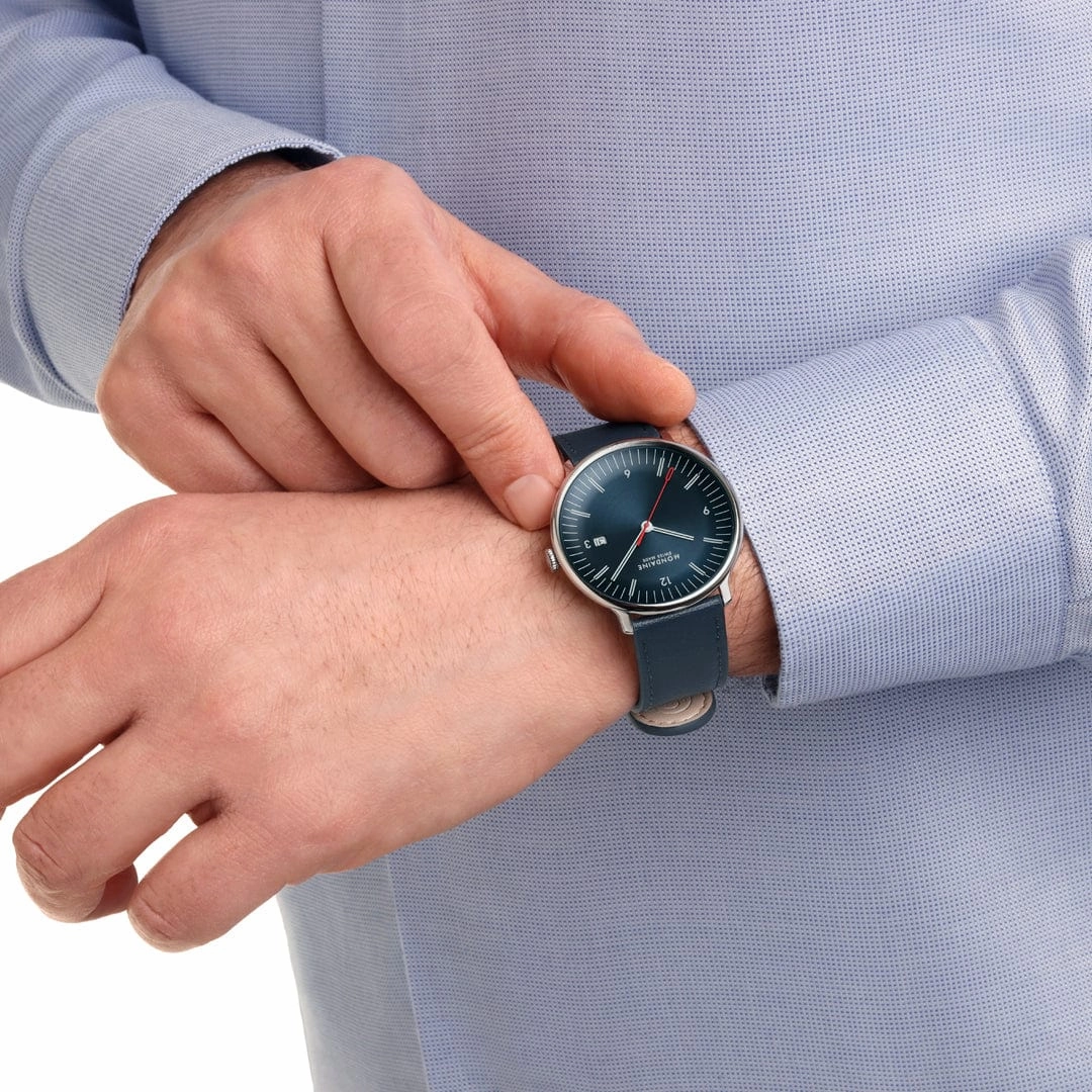 Mondaine Doppio Blue Dial Mesh Blue Vegan Leather Watch MLE.41240.LQV.SET