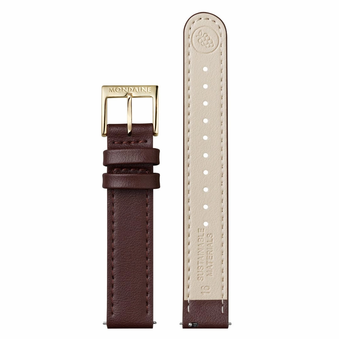 Mondaine Doppio White Dial Brown Vegan Grape Leather Watch MLE.33110.LGV