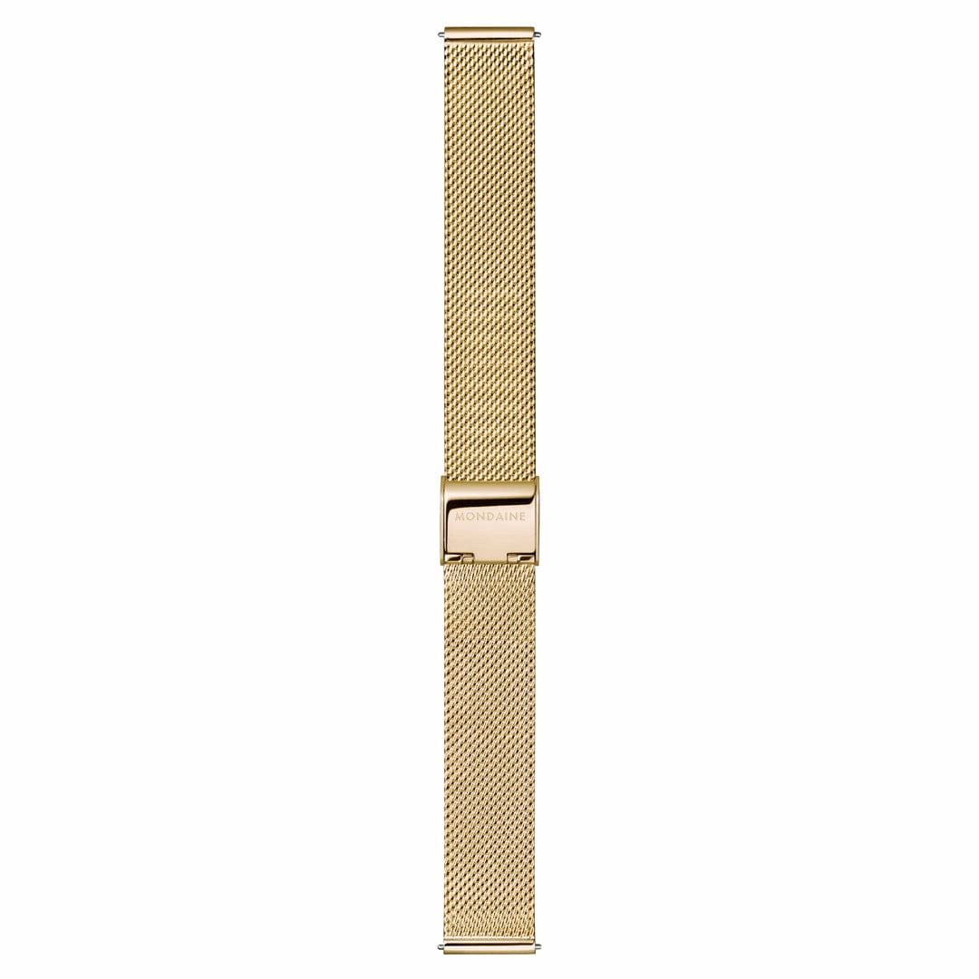 Mondaine Doppio White Dial Gold Mesh Bracelet Watch MLE.33111.SM