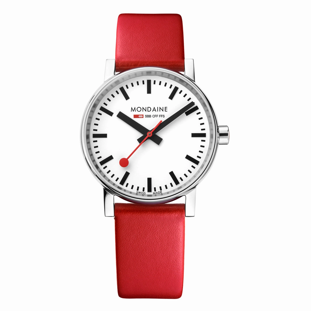 Mondaine Evo2 35mm White Dial Leather Watch MSE.35110.LCV