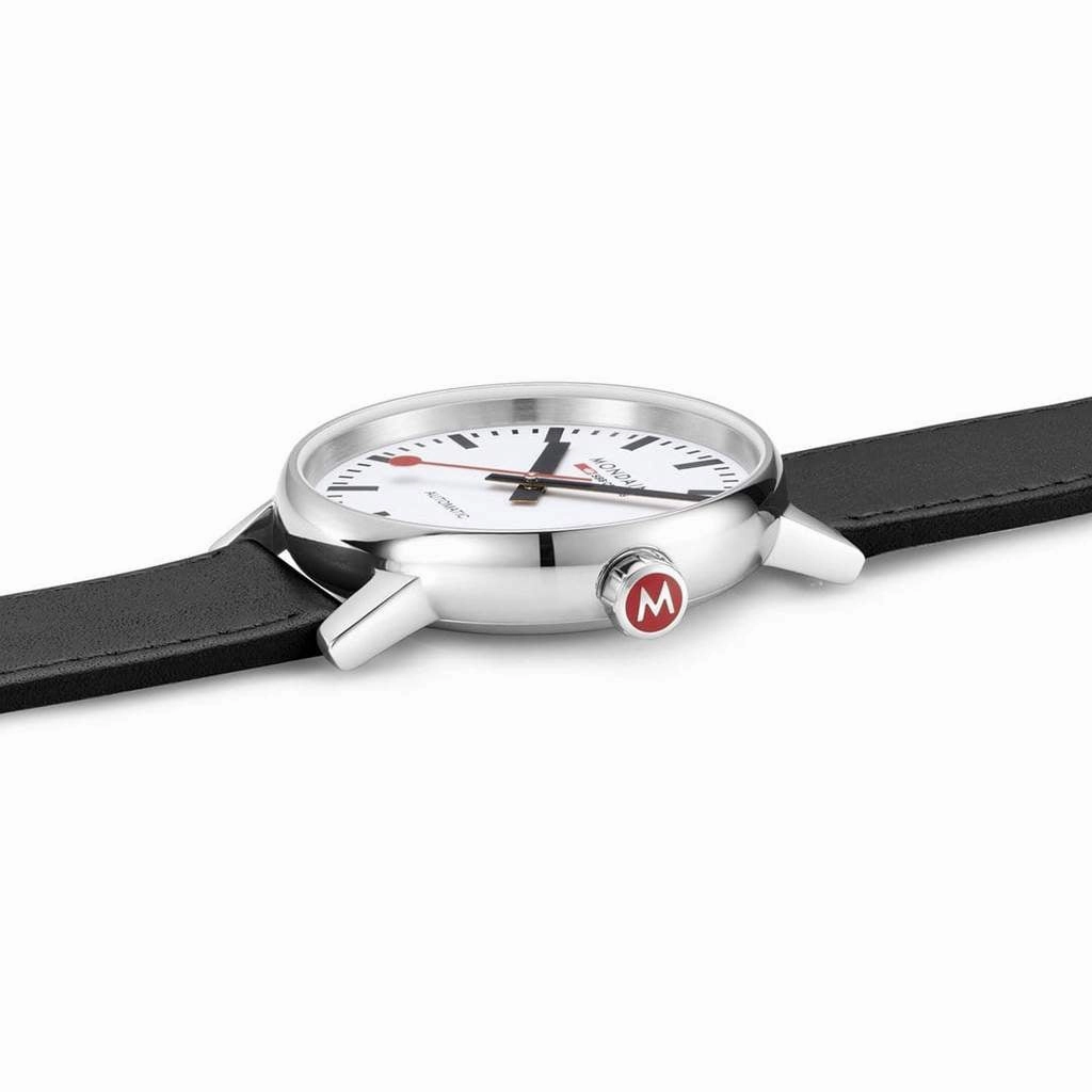 Mondaine Evo2 Automatic 40mm White Dial Leather Watch MSE.40610.LBV