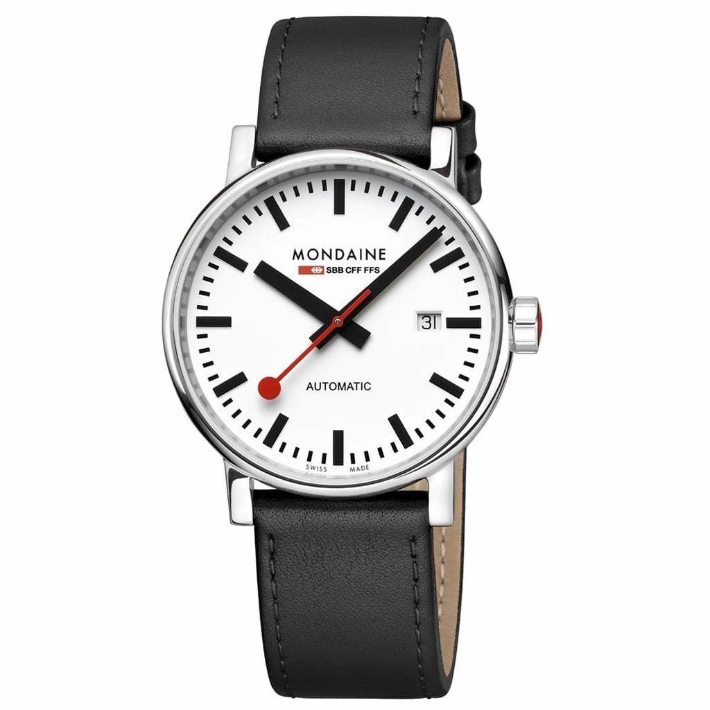 Mondaine Evo2 Automatic 40mm White Dial Leather Watch MSE.40610.LBV