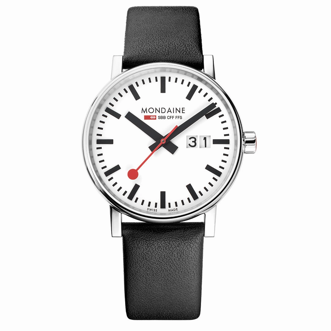 Mondaine Evo2 Big 40mm White Dial Leather Watch MSE.40210.LBV