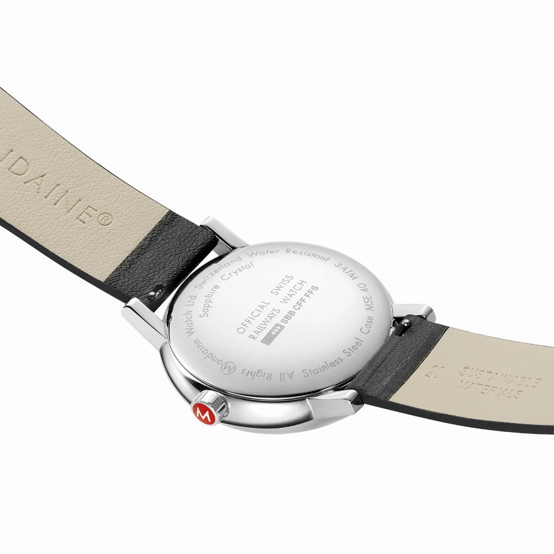 Mondaine Evo2 Big 40mm White Dial Vegan Grape Leather Watch MSE.40110.LBV