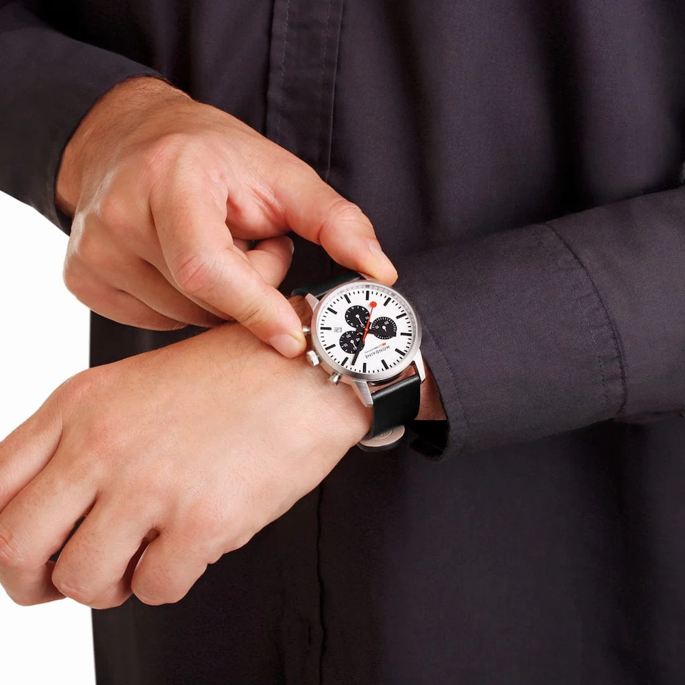 Mondaine Neo 41mm Black Vegan Grape Leather Watch