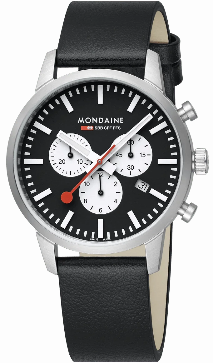 Mondaine Neo 41mm Black Vegan Grape Leather Watch