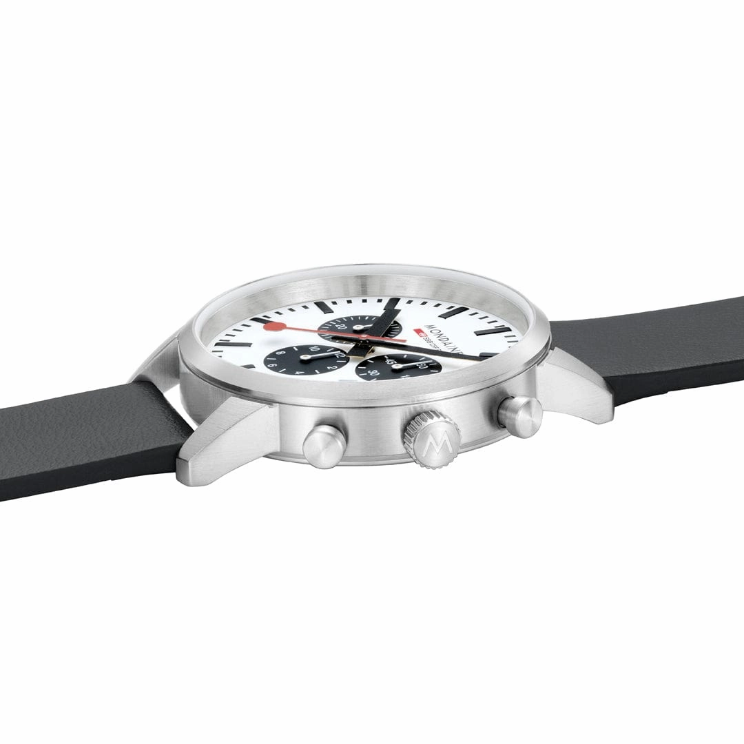 Mondaine Neo Black Vegan Grape Leather 41 MM Watch MSD.41410.LBV