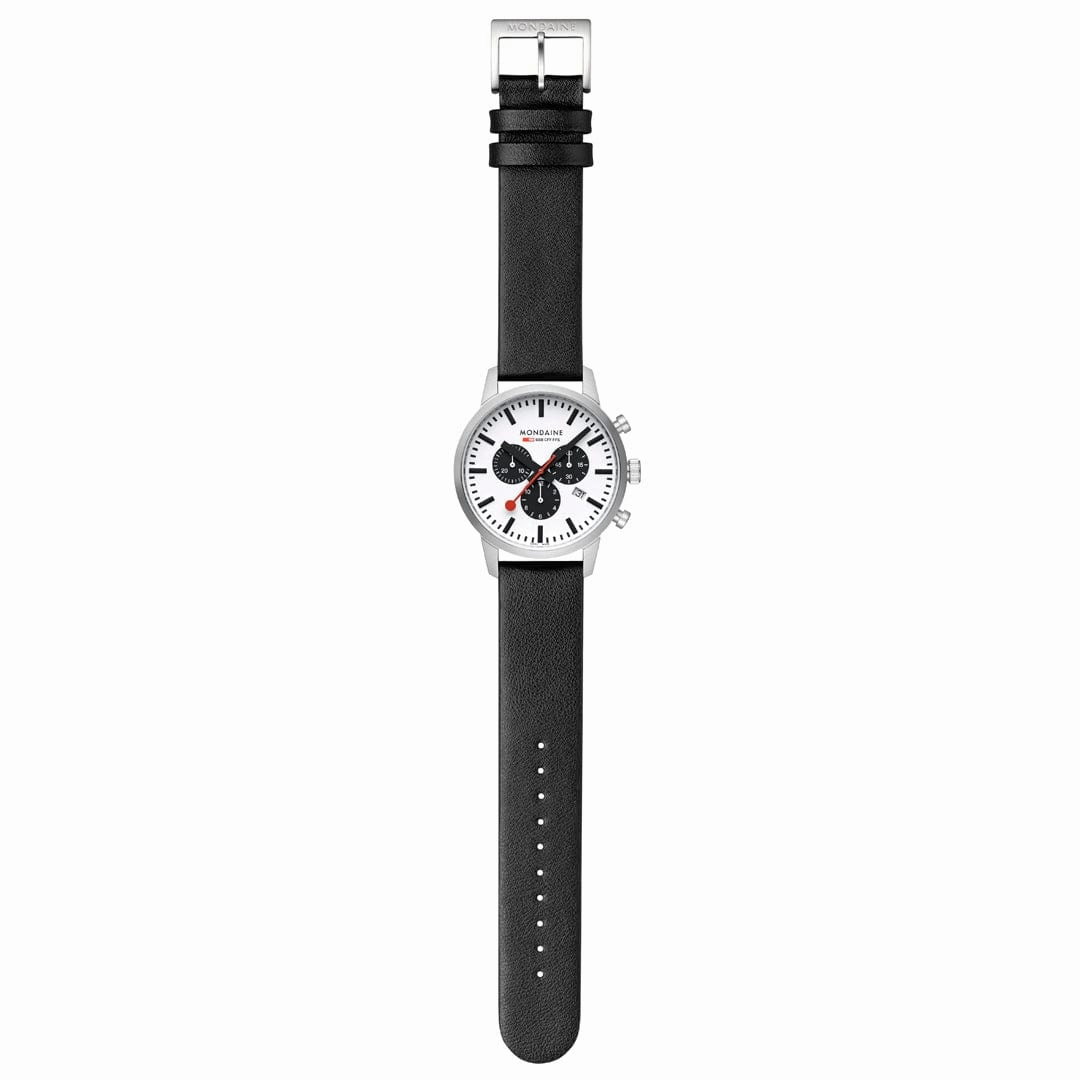 Mondaine Neo Black Vegan Grape Leather 41 MM Watch MSD.41410.LBV