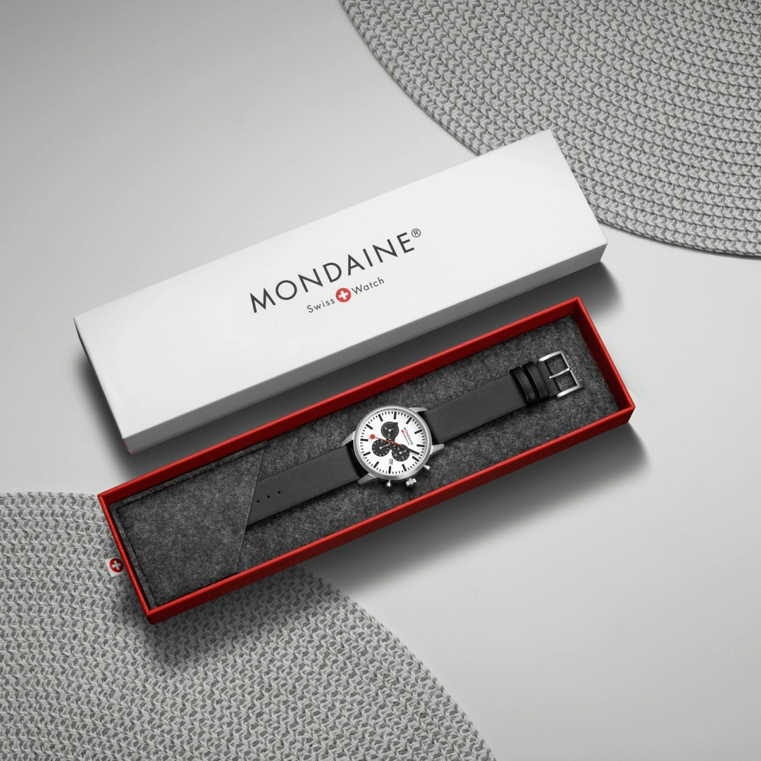 Mondaine Neo Black Vegan Grape Leather 41 MM Watch MSD.41410.LBV