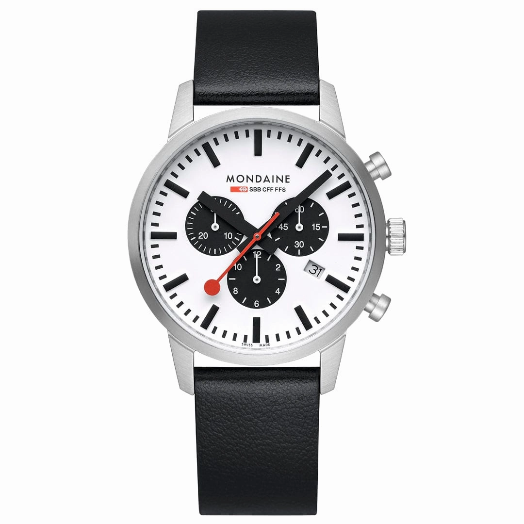Mondaine Neo Black Vegan Grape Leather 41 MM Watch MSD.41410.LBV