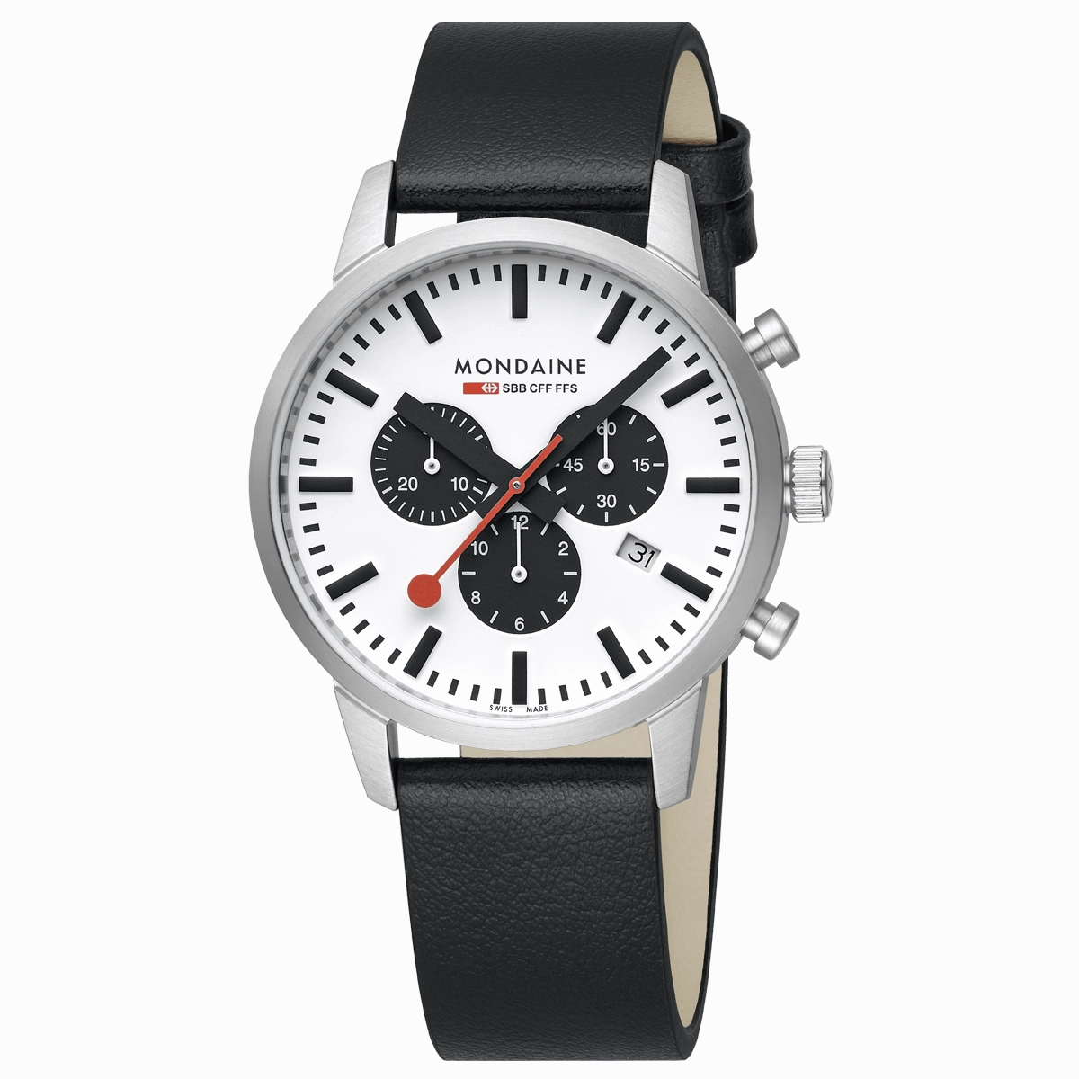 Mondaine Neo Black Vegan Grape Leather 41 MM Watch MSD.41410.LBV