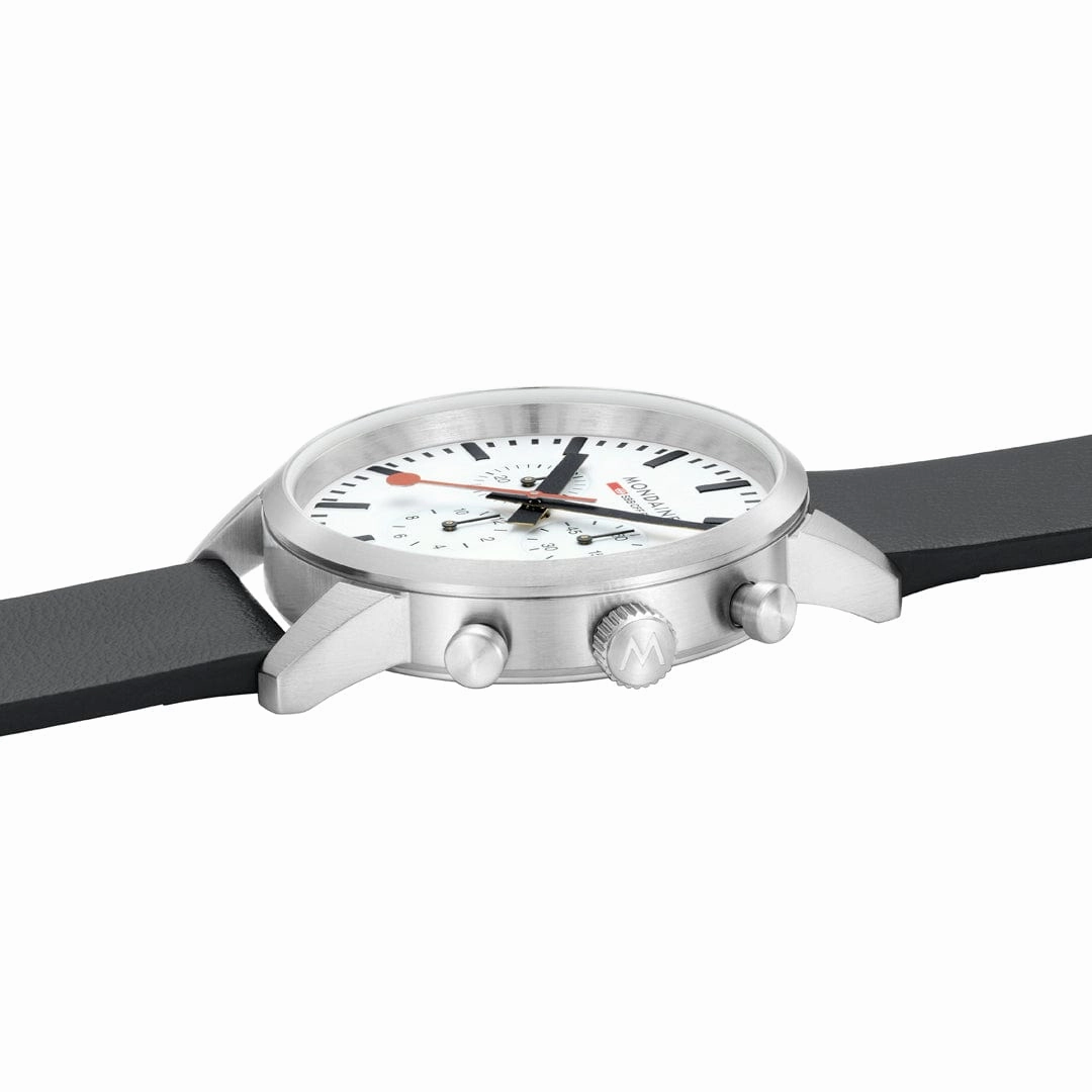 Mondaine Neo Black Vegan Grape Leather 41 MM Watch MSD.41411.LBV