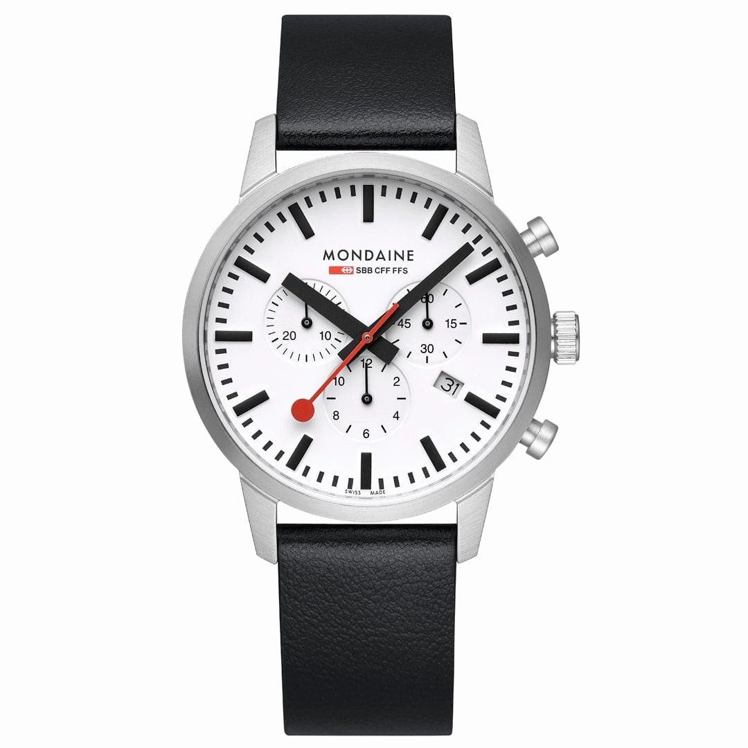 Mondaine Neo Black Vegan Grape Leather 41 MM Watch MSD.41411.LBV