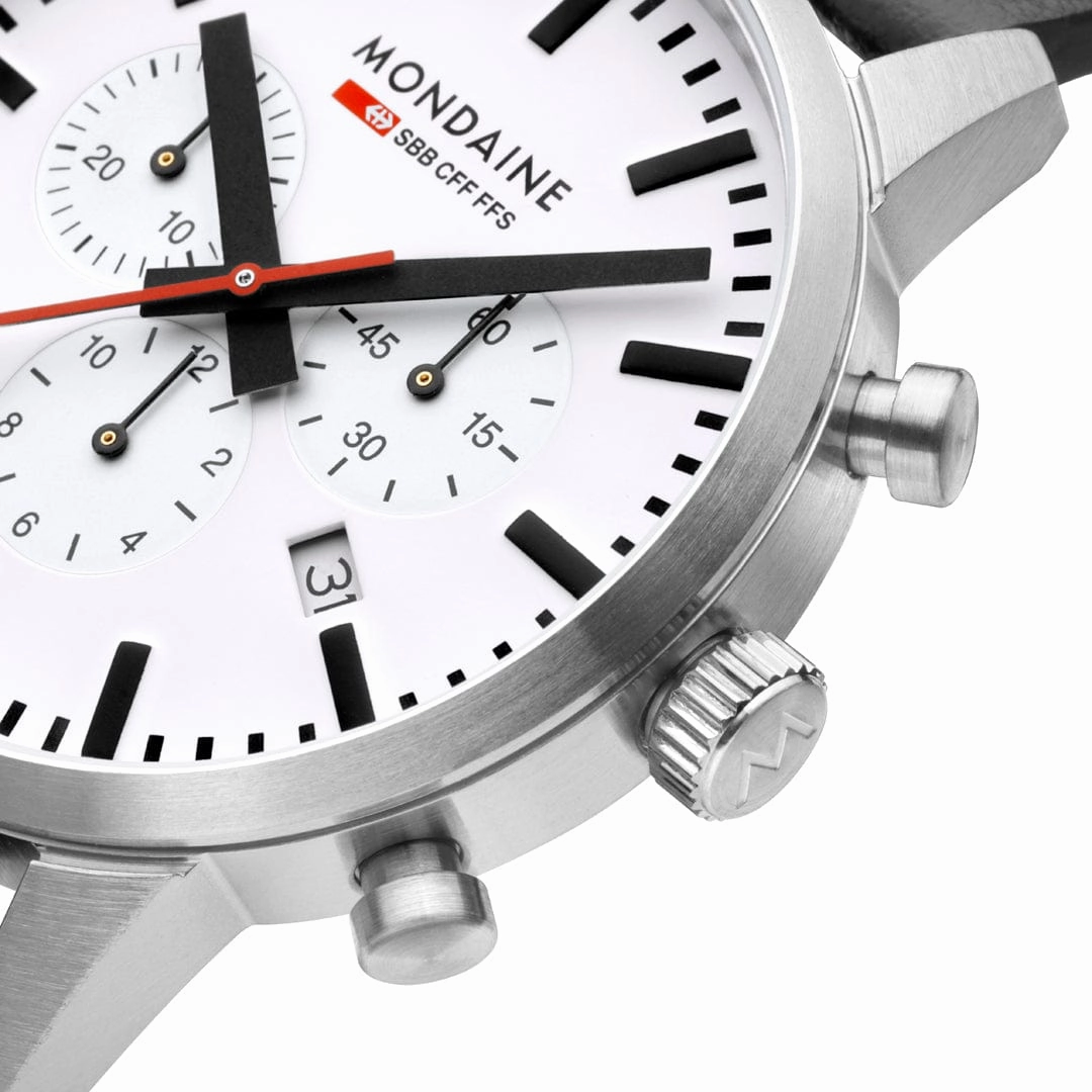 Mondaine Neo Black Vegan Grape Leather 41 MM Watch MSD.41411.LBV