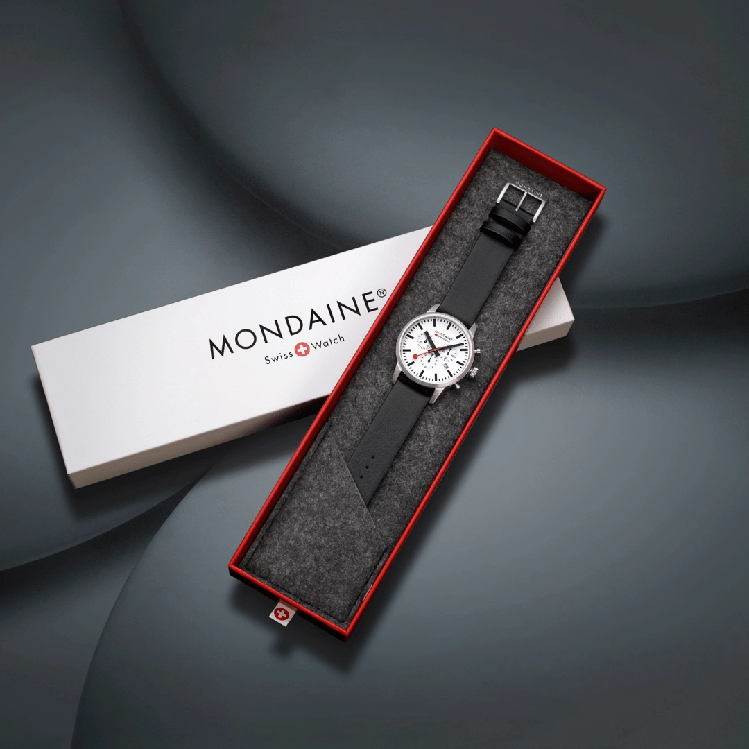 Mondaine Neo Black Vegan Grape Leather 41 MM Watch MSD.41411.LBV