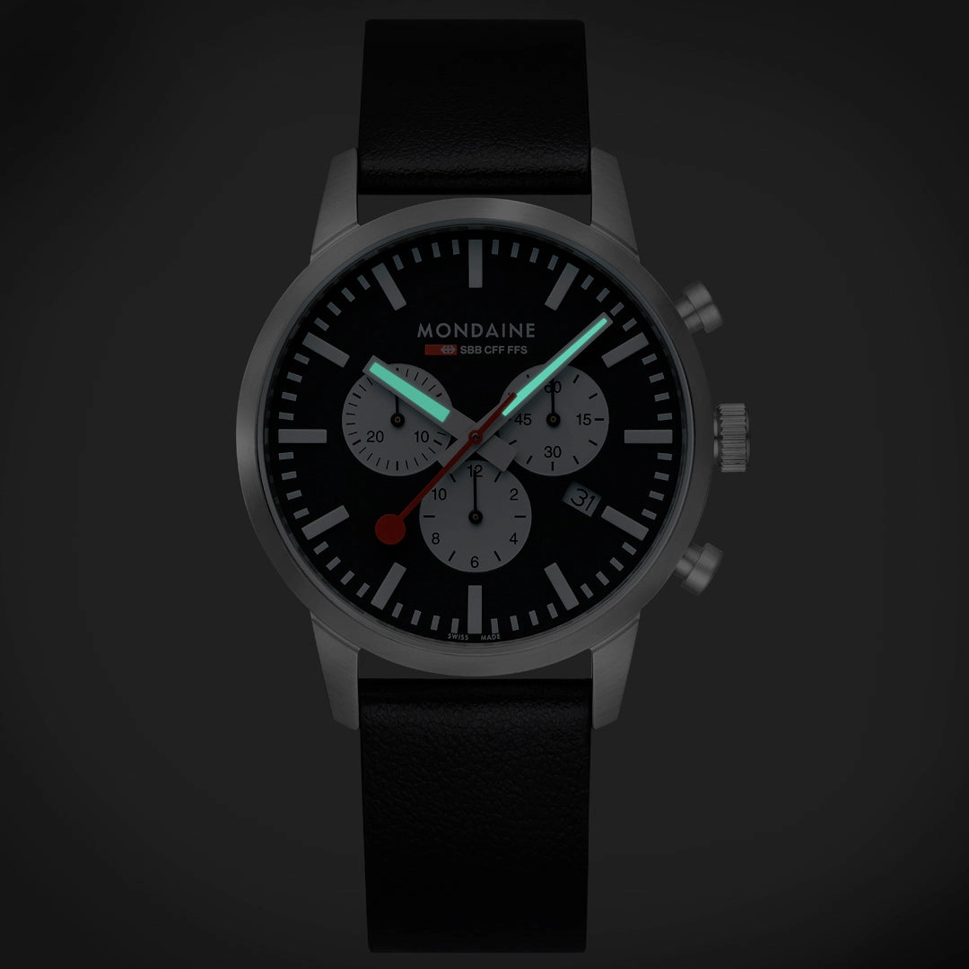 Mondaine Neo Chronograph Super-luminova Vegan Leather, 41 Mm MSD.41420.LBV