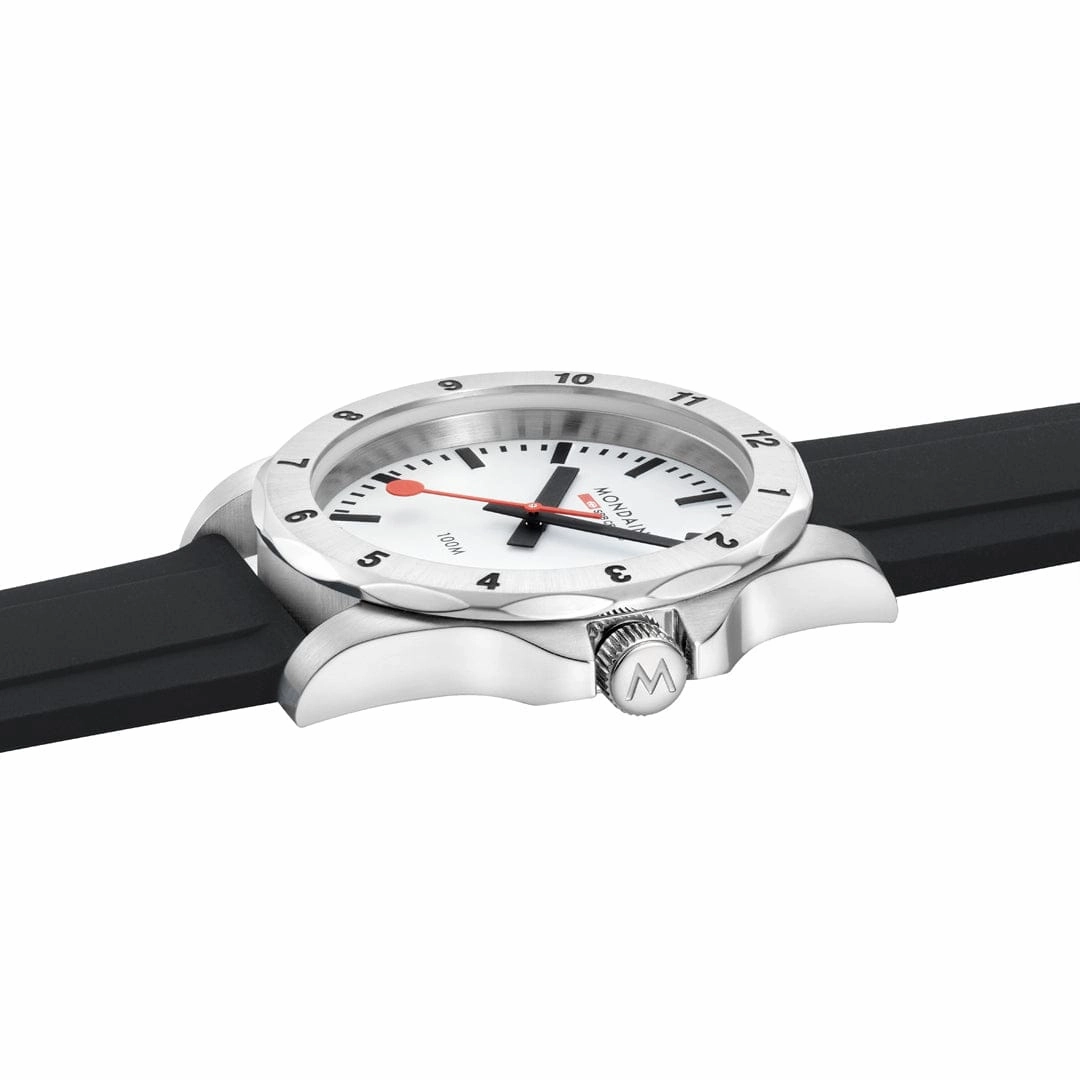Mondaine Numeri White Dial Black Silicone Strap Watch MSN.4211B.RB