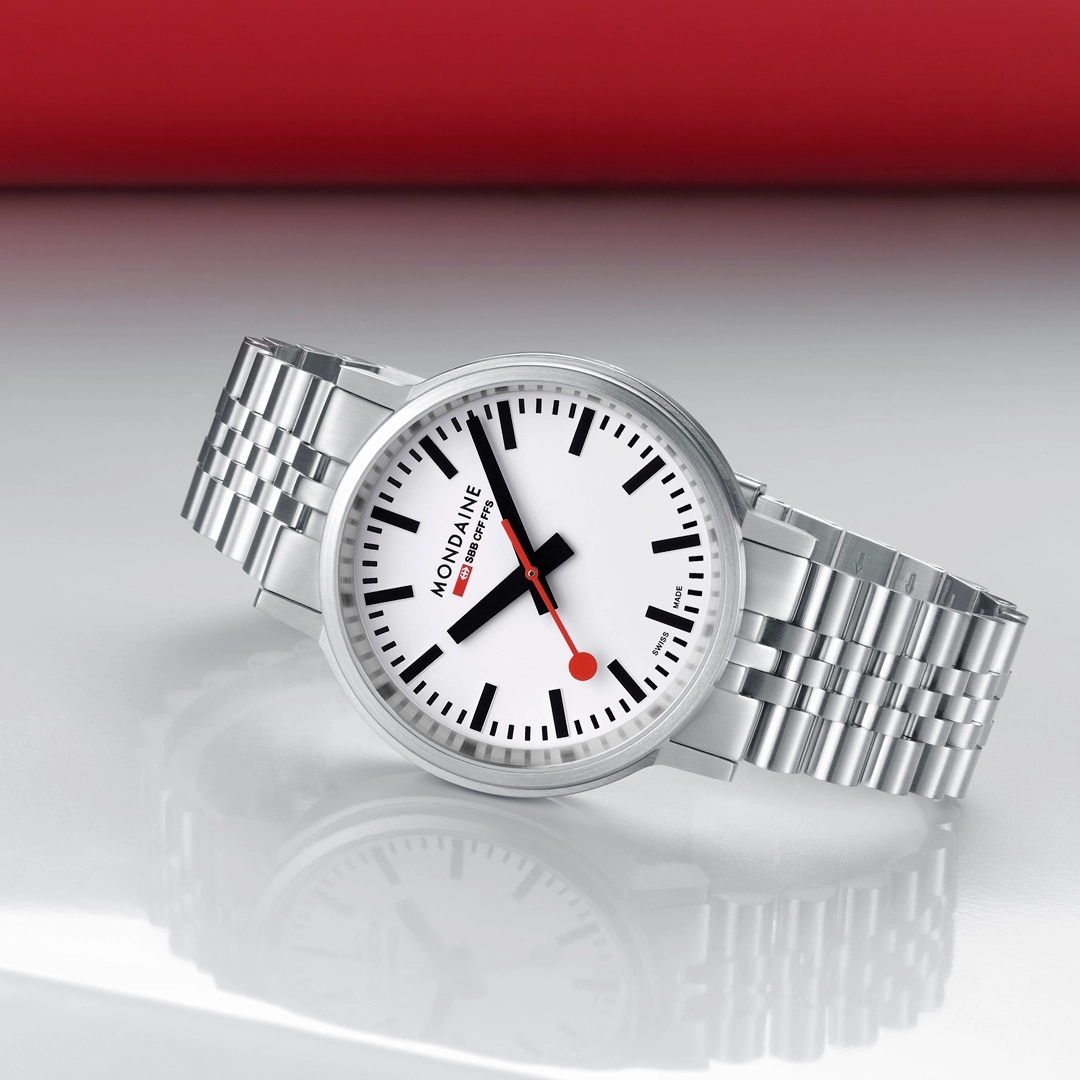 Mondaine Stop2go Backlight White Dial Stainless Steel Watch MST.4101B.SJ.2SE
