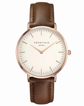 Montre Rosefield The BOWERY White Brown Rose Gold BWBRR-B3