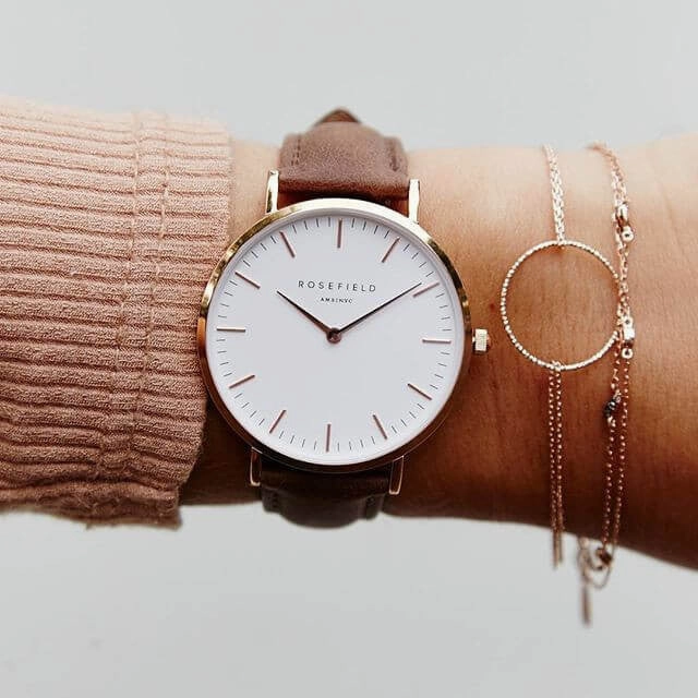 Montre Rosefield The BOWERY White Brown Rose Gold BWBRR-B3