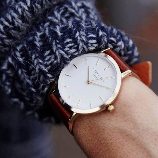Montre Rosefield The GRAMERCY White Brown Gold GWBRG-G34