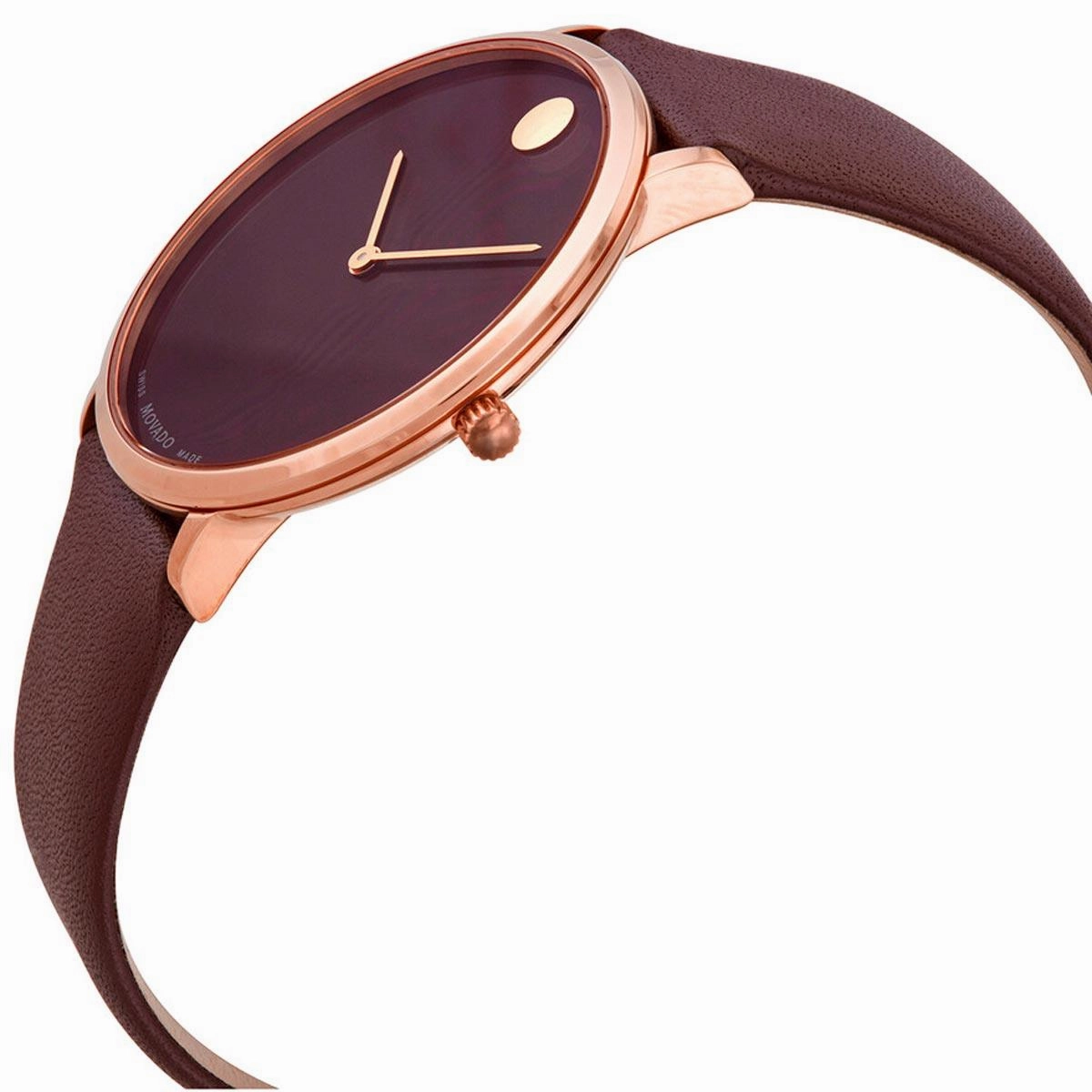 Movado Men's Quartz Watch - Modern 47 Rose Gold Case Brown Leather Strap | 0607261