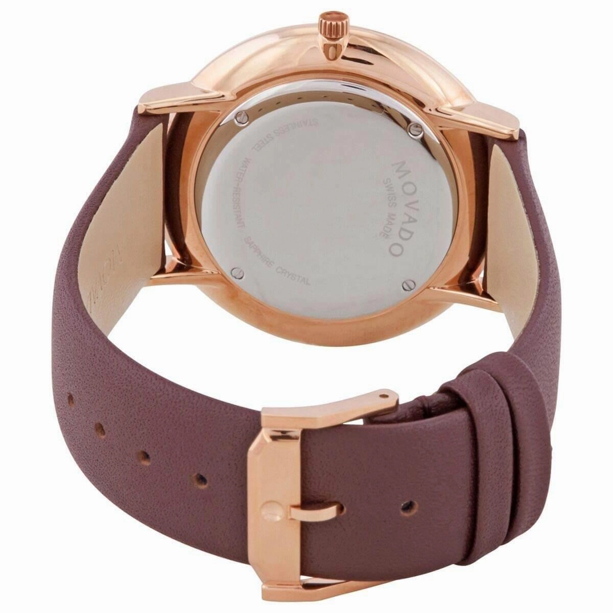 Movado Men's Quartz Watch - Modern 47 Rose Gold Case Brown Leather Strap | 0607261