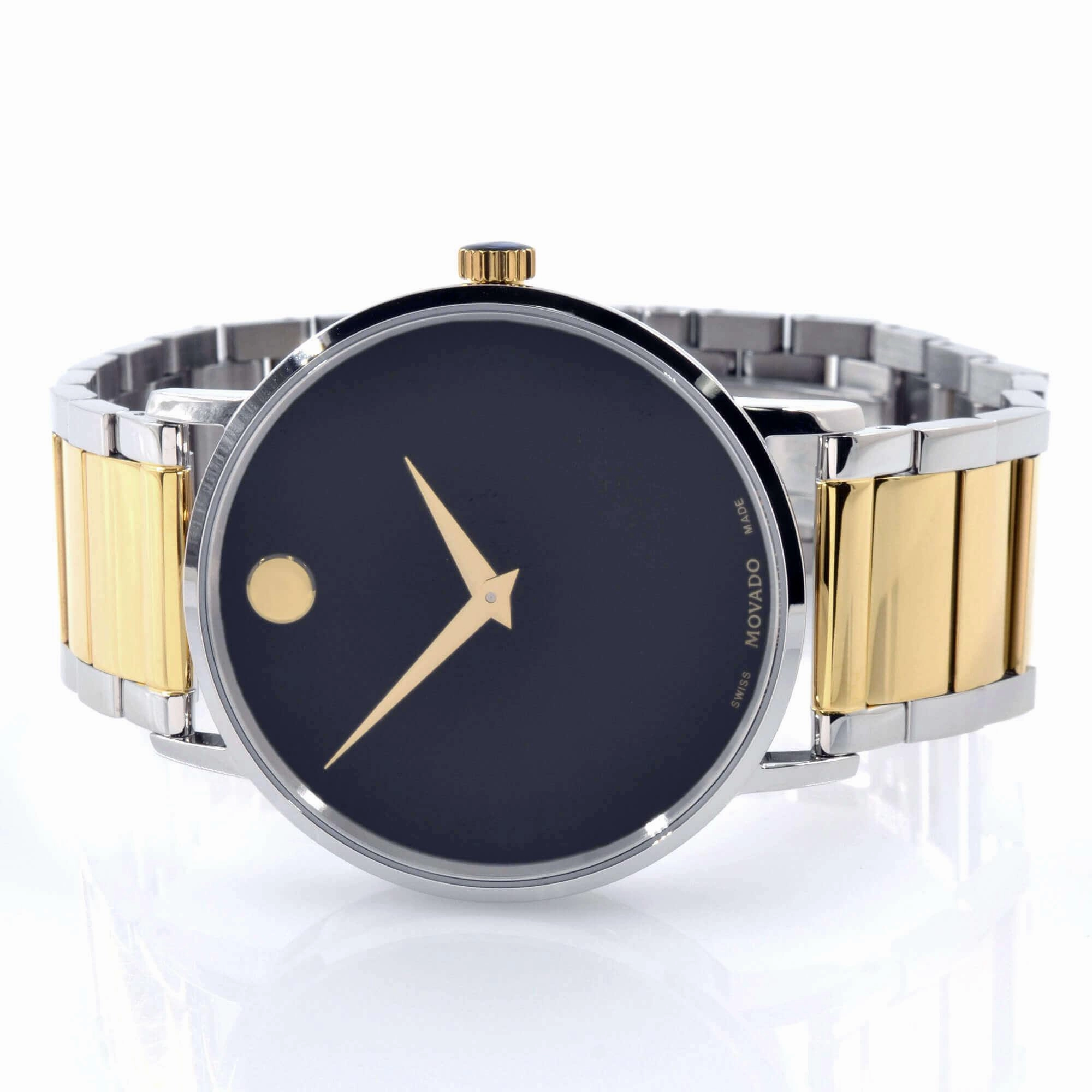 Movado Men's Quartz Watch - Museum Classic Black Dial Two Tone Bracelet | 0607217