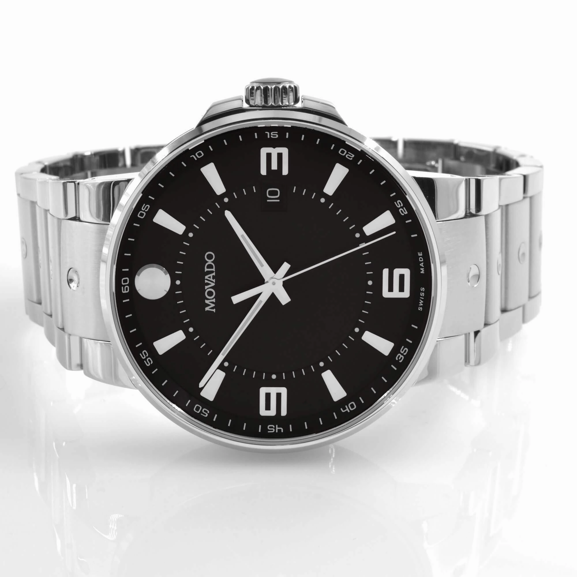 Movado Men's Quartz Watch - SE Pilot Black Dial Stainless Steel Bracelet | 0607412