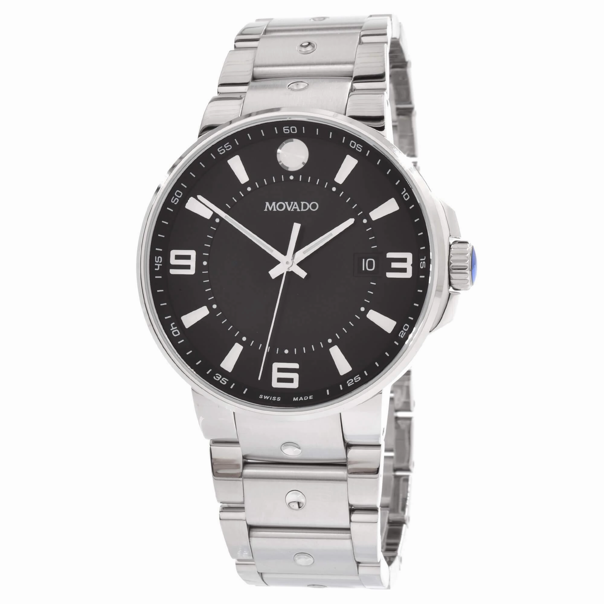 Movado Men's Quartz Watch - SE Pilot Black Dial Stainless Steel Bracelet | 0607412