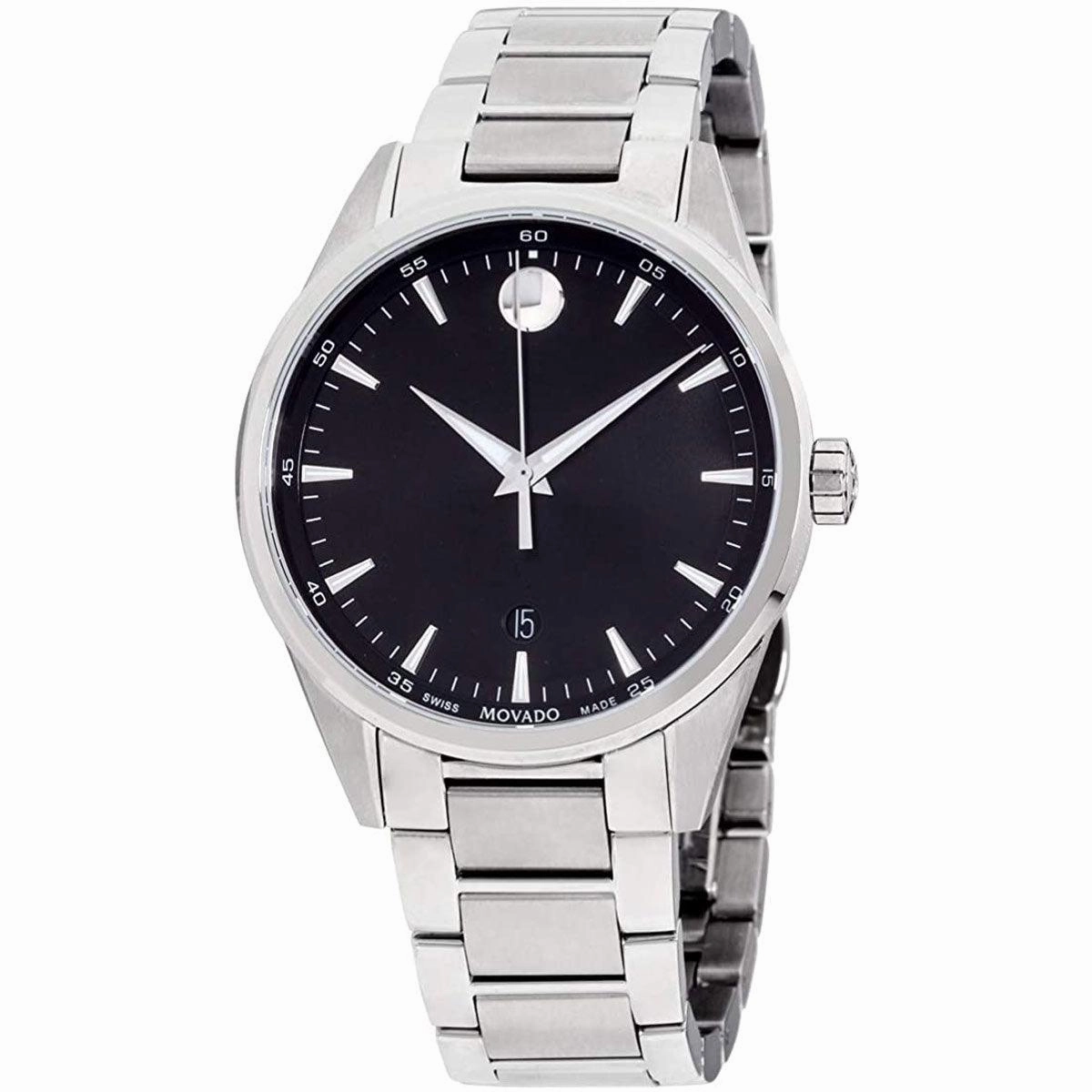 Movado Men's Quartz Watch - Stratus Black Dial Stainless Steel Bracelet | 0607243