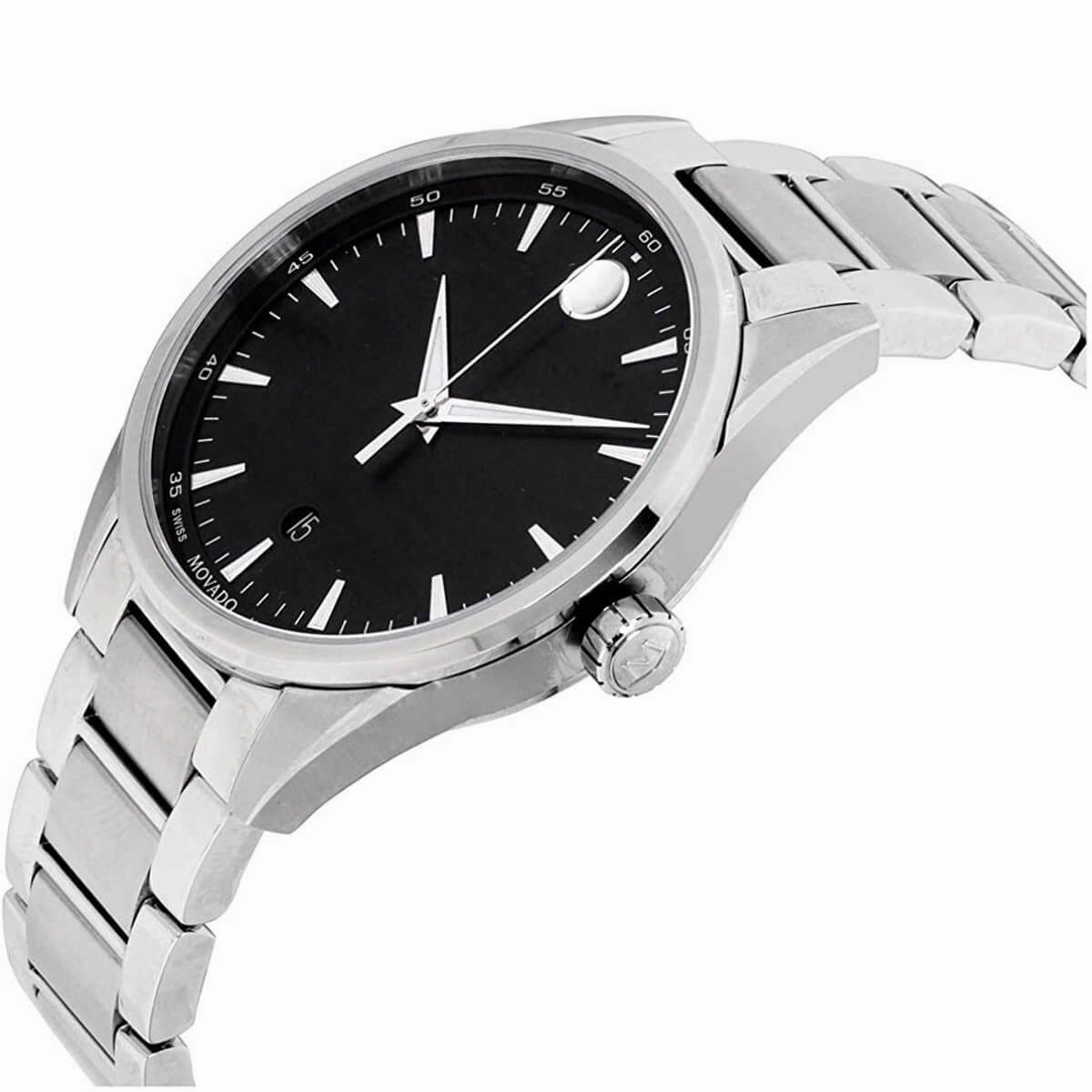Movado Men's Quartz Watch - Stratus Black Dial Stainless Steel Bracelet | 0607243