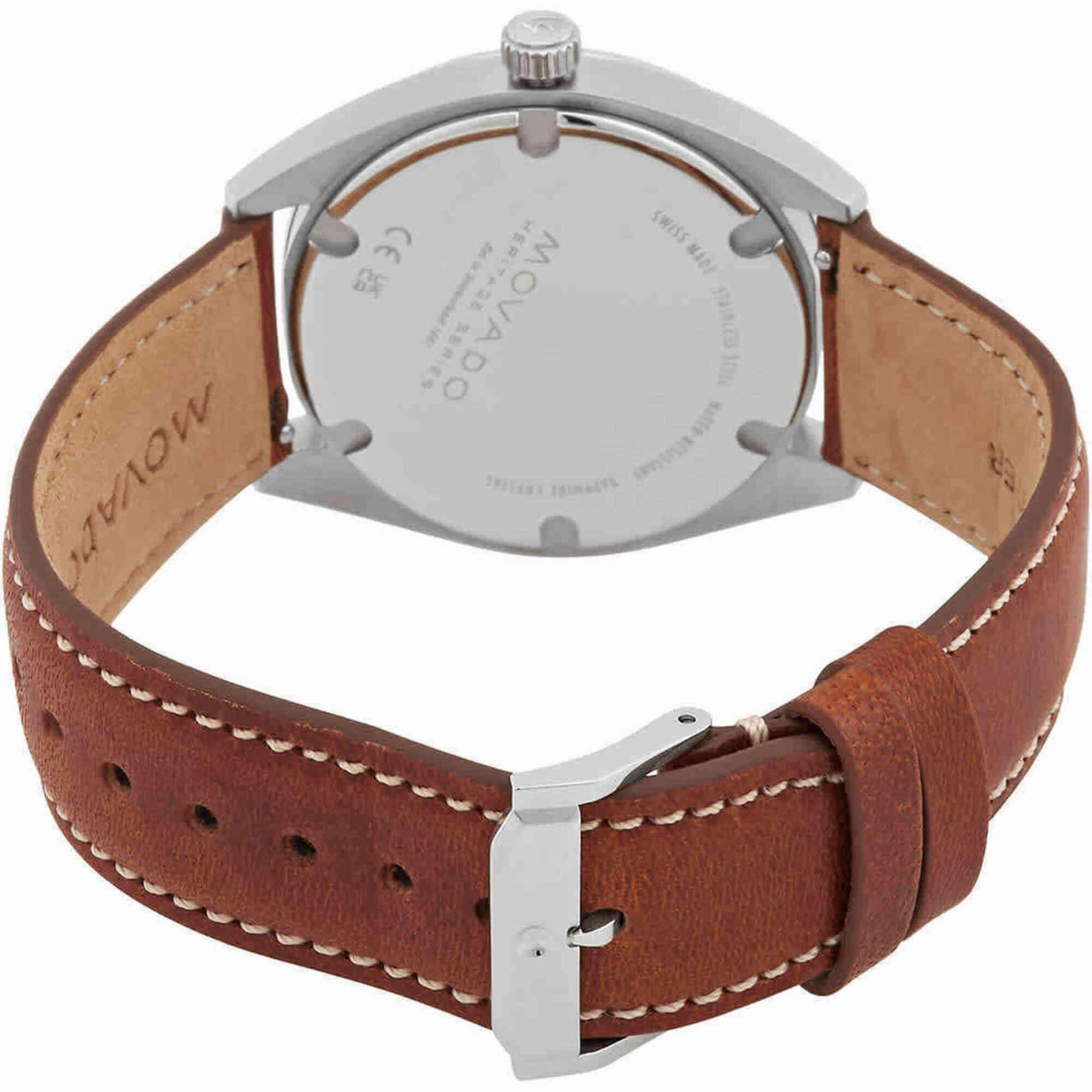 Movado Men's Watch - Heritage Datron Date Display Blue Dial Cognac Strap | 3650141