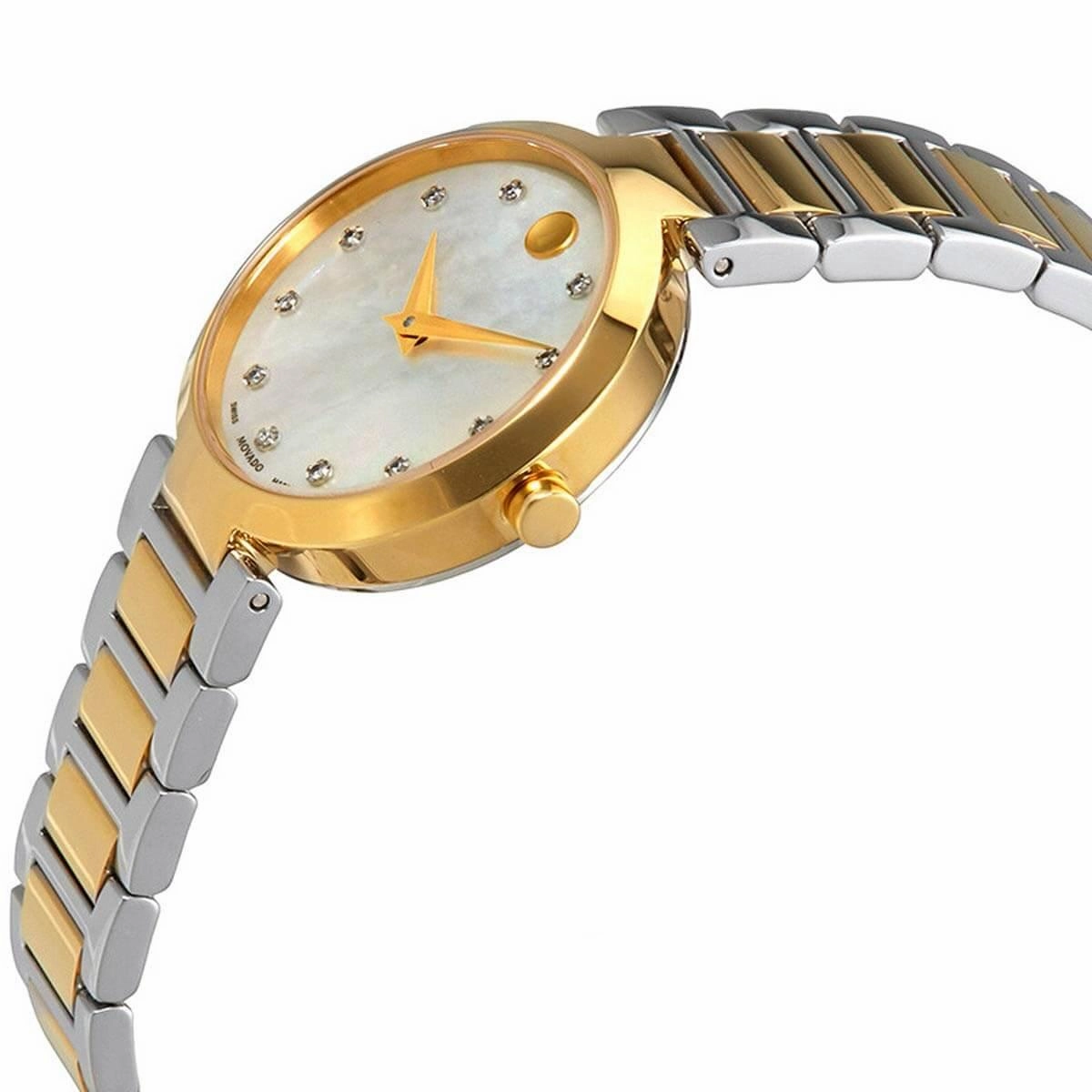 Movado Women's Diamond Watch - Modern Classic MOP Dial Two Tone Bracelet | 0607103