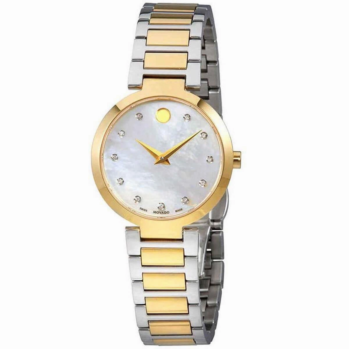 Movado Women's Diamond Watch - Modern Classic MOP Dial Two Tone Bracelet | 0607103