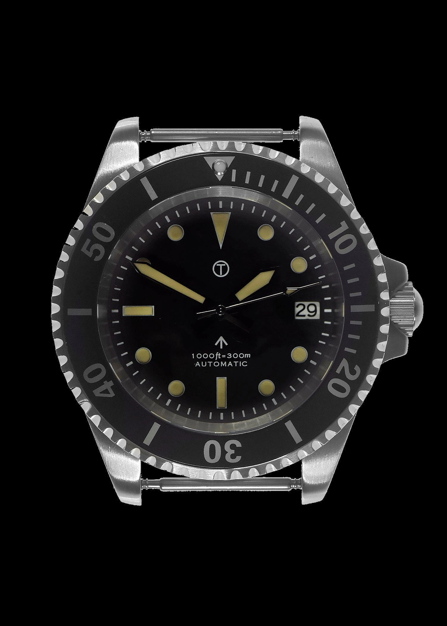 MWC 21 Jewel 1980s Pattern 300m Automatic Military Divers Watch with Sapphire Crystal and a Black and a Grey NATO Strap