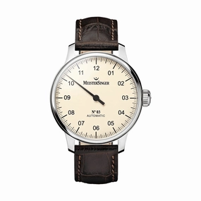 N03 Ivory Dial 43mm on Brown Croco Print Leather Strap