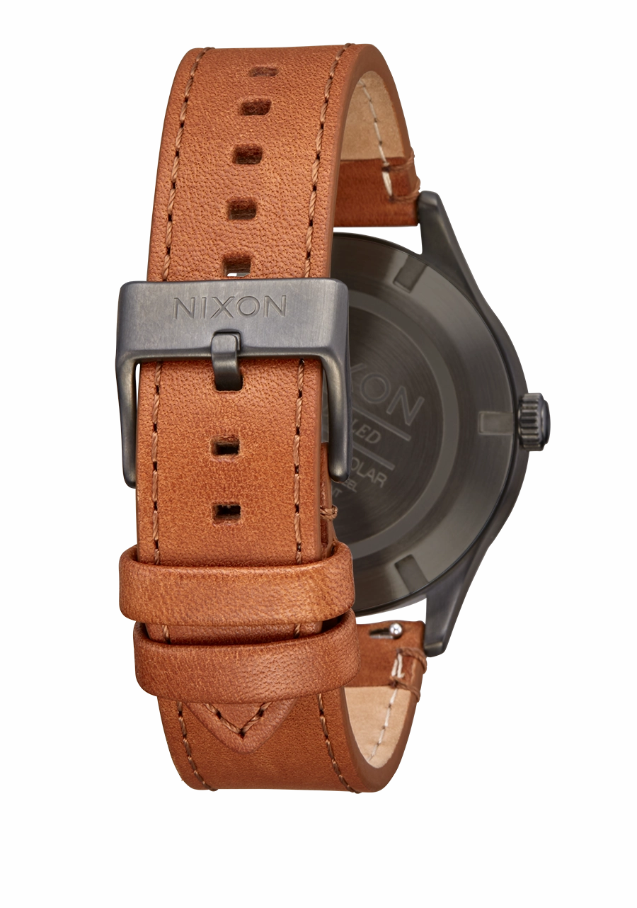 Nixon Sentry Solar Leather Gunmetal Dial Mens Watch A1347-131-00