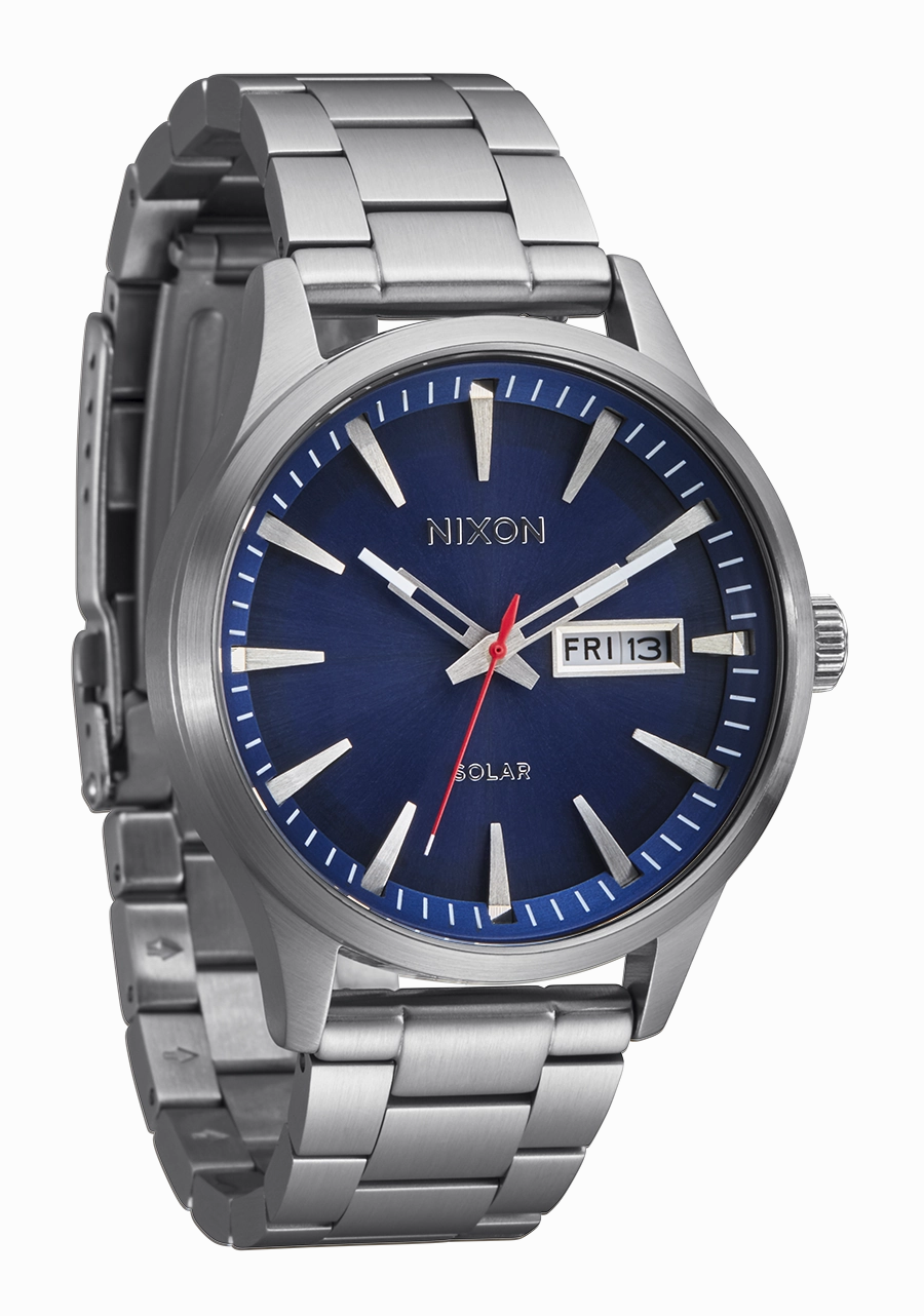 Nixon Sentry Solar Stainless Steel Blue Dial Mens Watch A1346-5091-00