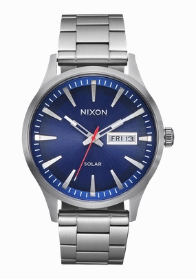 Nixon Sentry Solar Stainless Steel Blue Dial Mens Watch A1346-5091-00