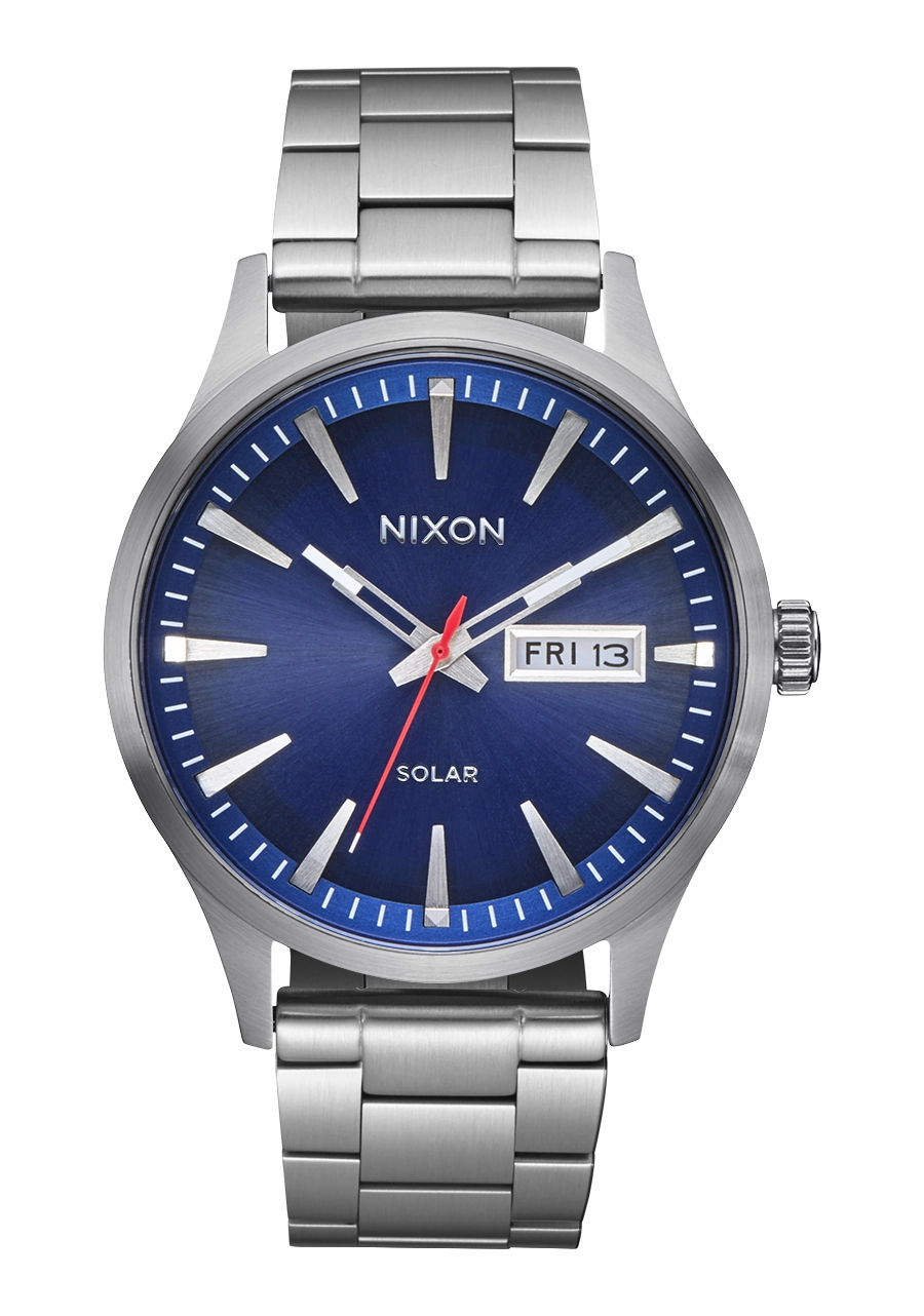 Nixon Sentry Solar Stainless Steel Blue Dial Mens Watch A1346-5091-00
