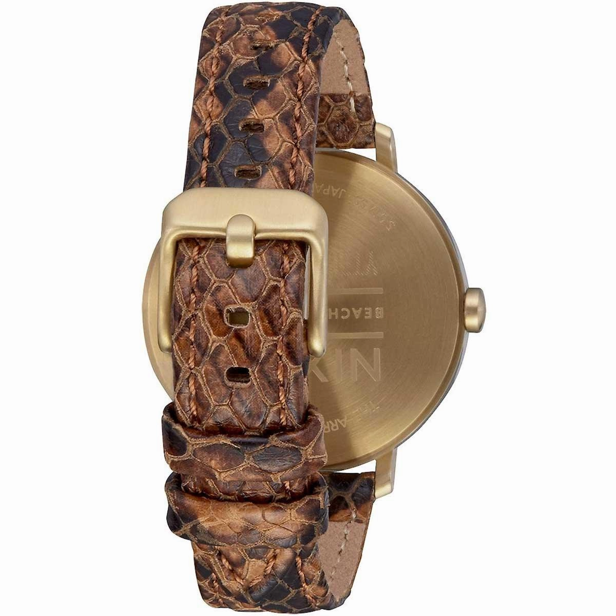 Nixon Women's Quartz Watch - Arrow Black Dial Brown Leather Snake Strap | A10912891
